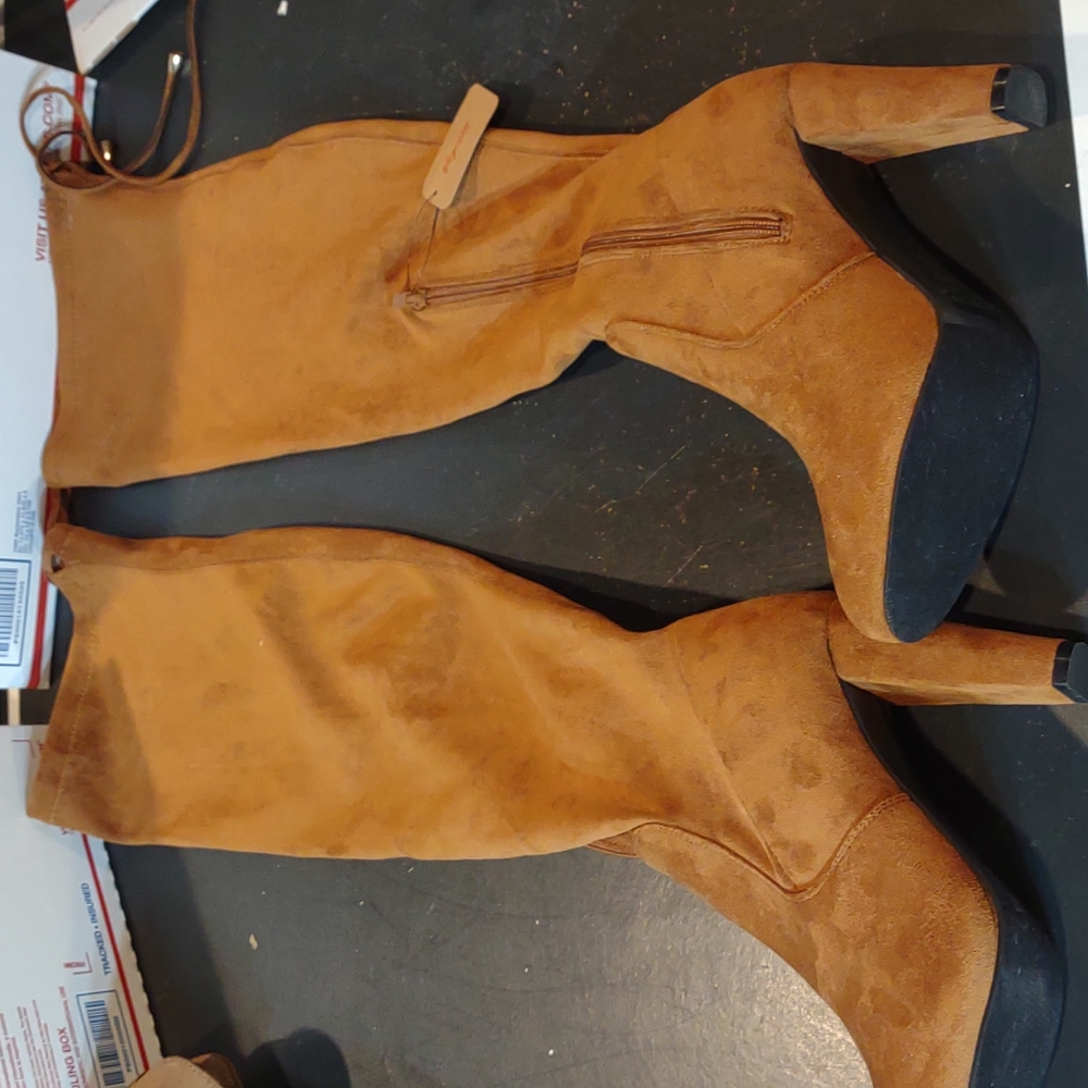 Vepose Women's Suede Fall Boots Over The Knee High Vegan Side Zipper Size 7.5 - Picture 6 of 11
